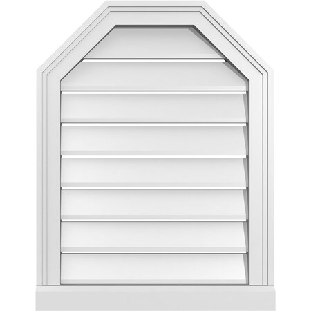 Ekena Millwork Octagonal Top Surface Mount PVC Gable Vent w/ 2"W x 2"P Brickmould Sill Frame, 20"W x 26"H GVPOT20X2603SF